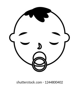 cute baby boy face with pacifier