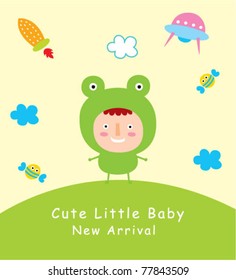 cute baby boy with frog wear