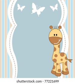 Cute baby boy giraffe card