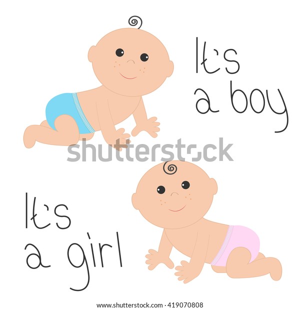 Cute Baby Boy Girl Crawling Pink Stock Vector Royalty Free