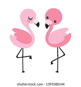 Cute baby boy and girl flamingo vector illustration. Tropical flamingo couple vector.