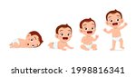 cute baby boy in growth cycle progress set