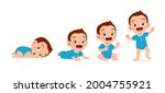 cute baby boy in growth cycle progress set