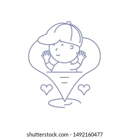 cute baby boy in hearts love