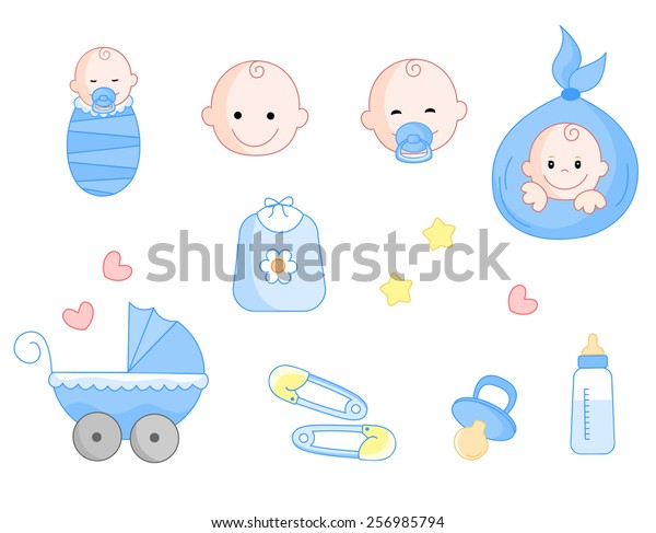 Cute Baby Boy Icon Collection Including Stock Vector (Royalty Free ...