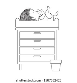 Cute baby boy over furniture design, Child newborn childhood kid innocence and little theme Vector illustration