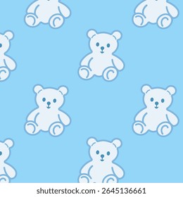 Cute baby boy pattern with blue teddy bears — perfect for nursery decor or baby shower designs.