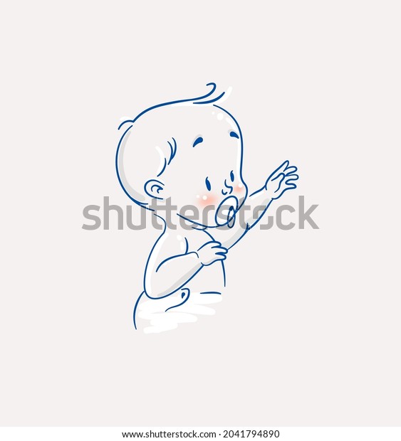 Cute Baby Boy Reaching Out Something Stock Vector (Royalty Free ...