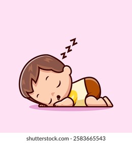 Cute Baby Boy Sleeping Cartoon Vector Icon Illustration. 
People Holiday Icon Concept Isolated Premium Vector. Flat 
Cartoon Style 