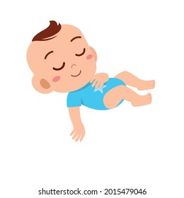 Un niño lindo está durmiendo. Ilustración gráfica vectorial. Individualmente sobre un fondo blanco.