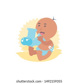 cute baby boy with socks