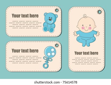 cute baby boy stickers. vector illustration