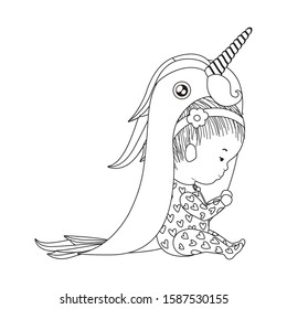 Cute baby boy with unicorn costume design, Child newborn childhood kid innocence and little theme Vector illustration