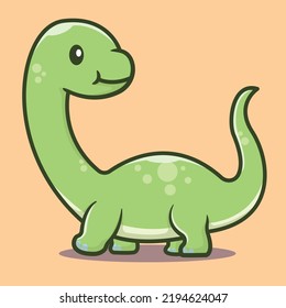 Cute baby brontosaurus cartoon character. animal dino isolated.