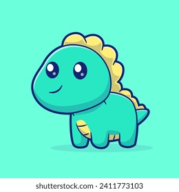 Cute Baby Brontosaurus Dino Cartoon Vector Icon 
Illustration. Animal Nature Icon Concept Isolated Premium 
Vector. Flat Cartoon Style