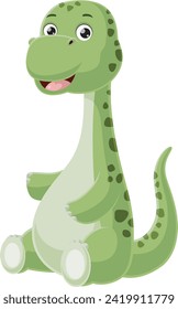 Cute baby brontosaurus dinosaur cartoon sitting