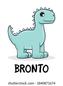 Cute baby Brontosaurus standing. Vector illustration for t shirt design, print, poster, icon, web, graphic designs.