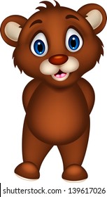 cute baby brown bear cartoon posing