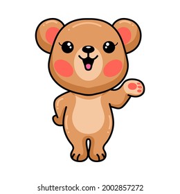 Cute Baby Brown Bear Cartoon Presenting Stock Vector (Royalty Free ...