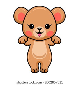 Cute baby brown bear cartoon posing