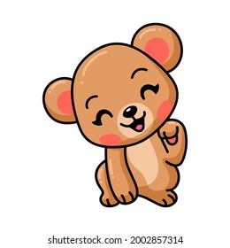 Cute baby brown bear cartoon