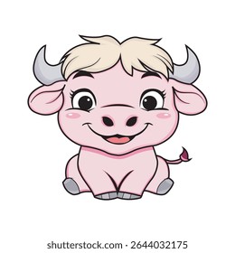 cute baby buffalo kawaii style