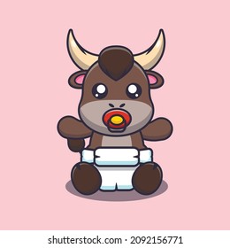 Cute baby bull. Cute cartoon animal illustration.