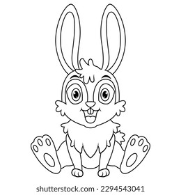Cute baby bunny cartoon sitting on line art