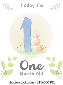 Cute Baby Bunny Baby Milestone Cards Cute Animals 