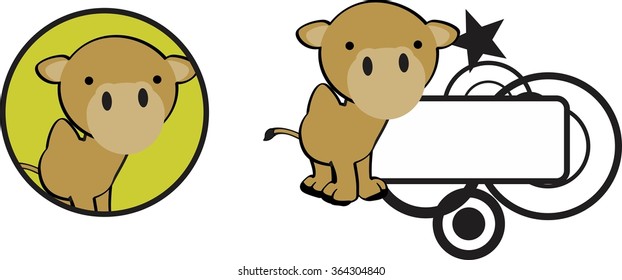     cute baby camel cartoon copyspace sticker in vector format 