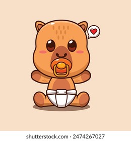 Cute baby capybara cartoon vector illustration. Vector cartoon Illustration suitable for poster, brochure, web, mascot, sticker, logo and icon.