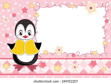 Cute baby card with frame. Vector illustration.