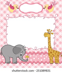 Cute baby card with frame. Vector illustration.