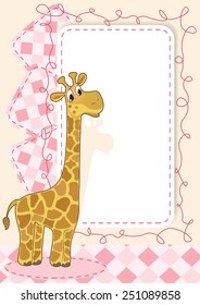 Cute baby card with frame. Vector illustration.