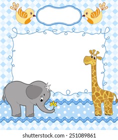 Cute baby card with frame. Vector illustration.