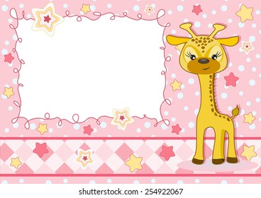 Cute baby card with frame. Vector illustration.