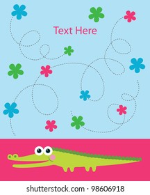 cute baby card with nice crocodile .vector illustration