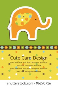 cute baby card with nice elephant. vector illustration