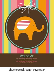 cute baby card with nice elephant. vector illustration