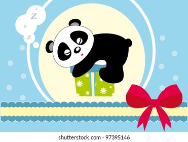 cute baby card with nice panda.vector illustration