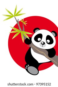 cute baby card with nice panda.vector illustration