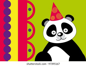 cute baby card with nice panda.vector illustration
