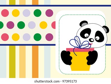 cute baby card with nice panda.vector illustration