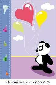 cute baby card with nice panda.vector illustration