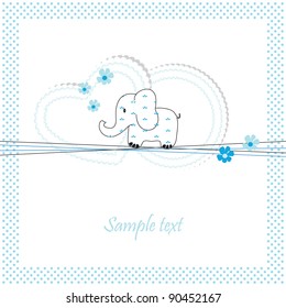 Cute baby card on birthday or shower