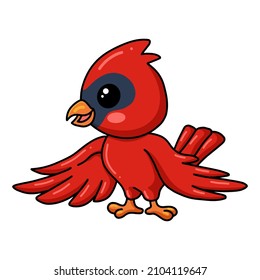 Cute baby cardinal bird cartoon posing