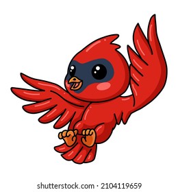 Cute Baby Cardinal Bird Cartoon Flying