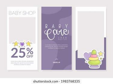 Cute Baby Care Brochure Template with Copyspace Vector Illustration