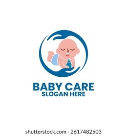 Cute Baby Care logo design vector template. Baby smile logo design vector template