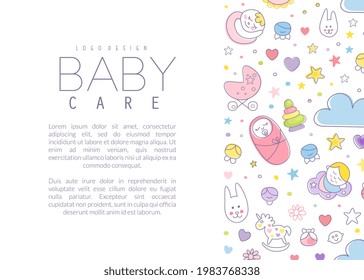 Cute Baby Care Poster Template with Copyspace Vector Illustration
